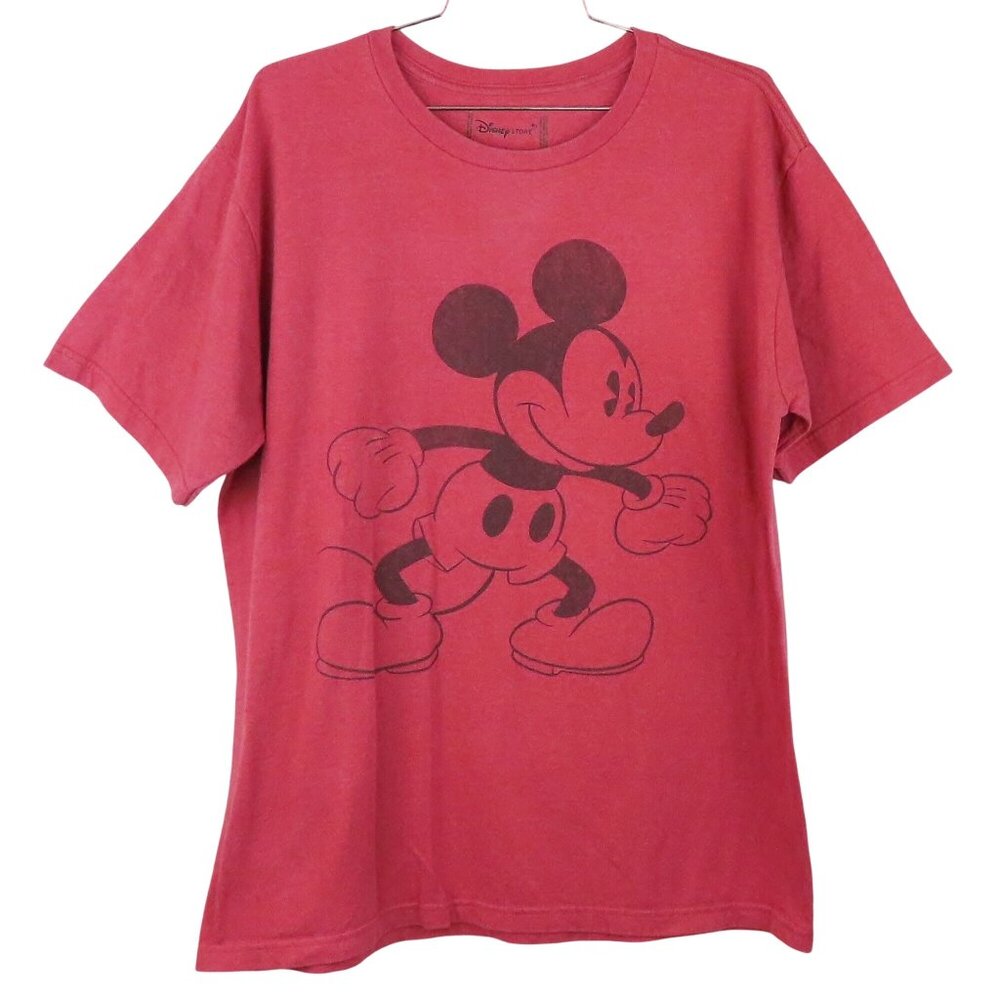 Disney Store Mickey Mouse Red Graphic T-Shirt Tee Size Large Vintage Look VGUC